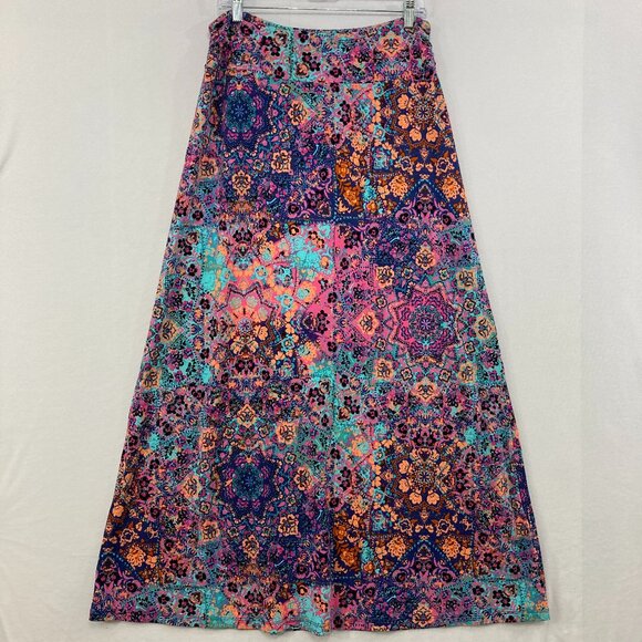 Artisan Ny Dresses & Skirts - New Artisan NY Maxi Skirt Large Multi Color Floral Boho Stretch Knit Pull-on